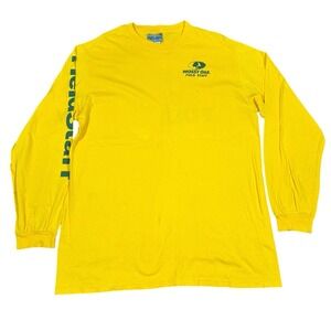 Vintage Mossy Oak Shirt Men L Yellow Field Staff "Full Strut" Turkey Long Sleeve